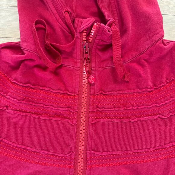 Lululemon Hoodie Red Ruffle Size 6 Scuba Hoodie Full Zip Jacket - Picture 2 of 5